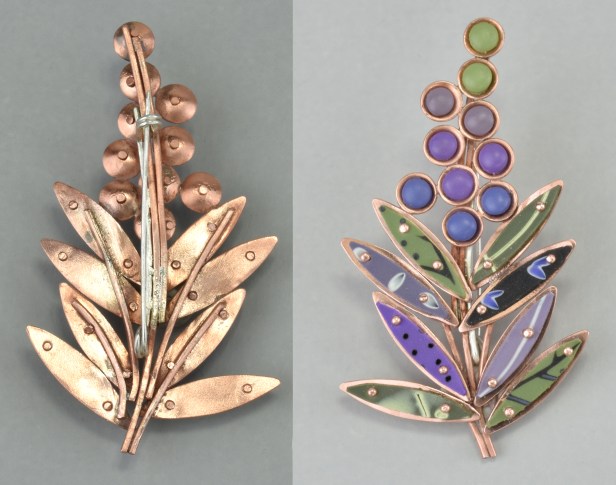 lupine brooch front and back